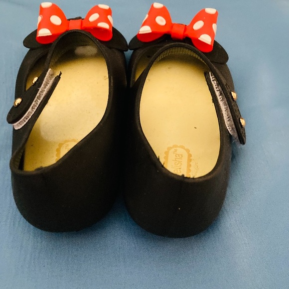 Toddler, Black Mary Jane Style shoes, with red/white bows. - Picture 3 of 4